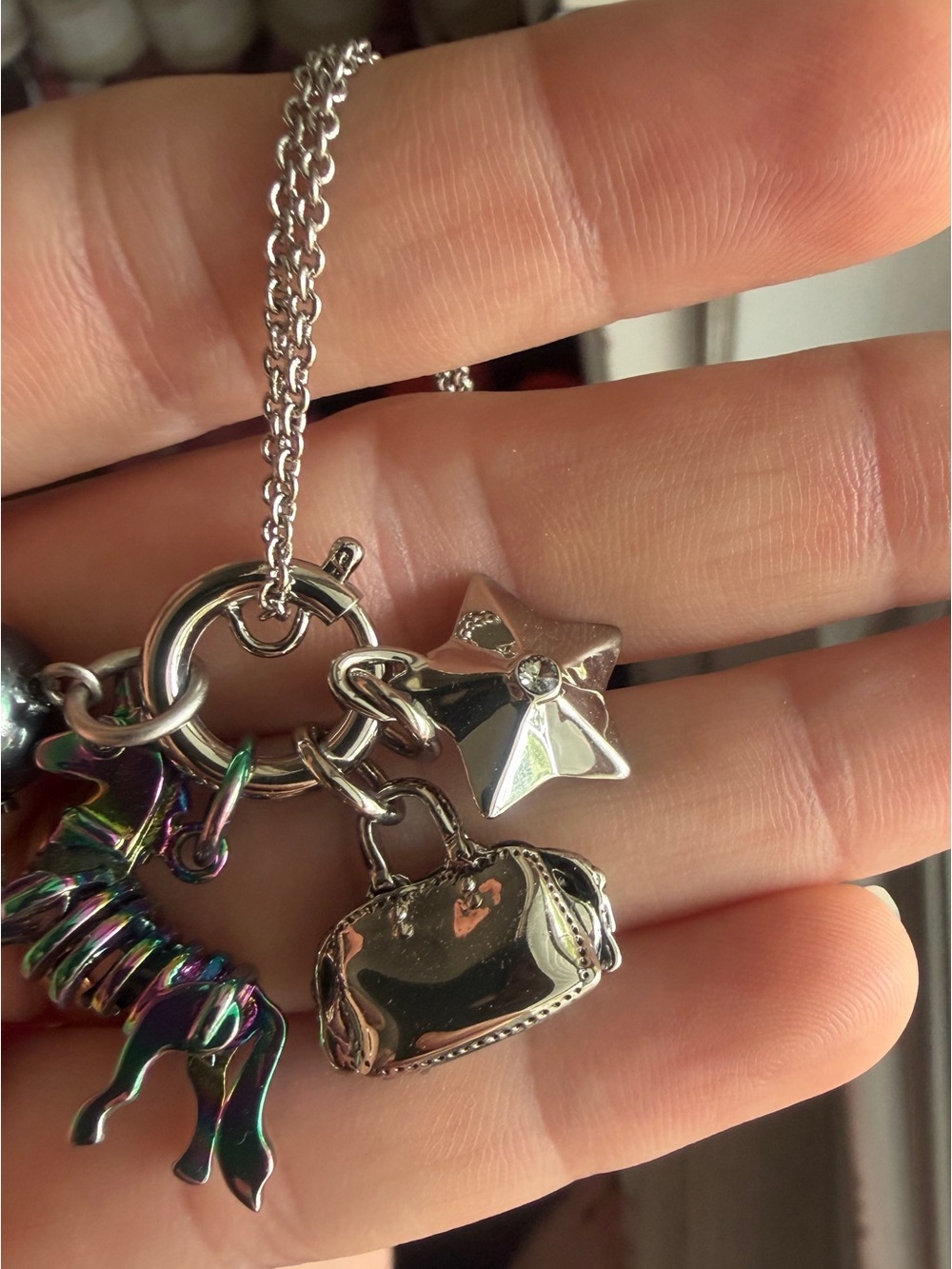 Coach Iridescent unicorn, ball, star and Purse Charm Necklace - Picture 5 of 11